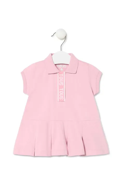 Детска памучна рокля Tous в розово къса разкроена