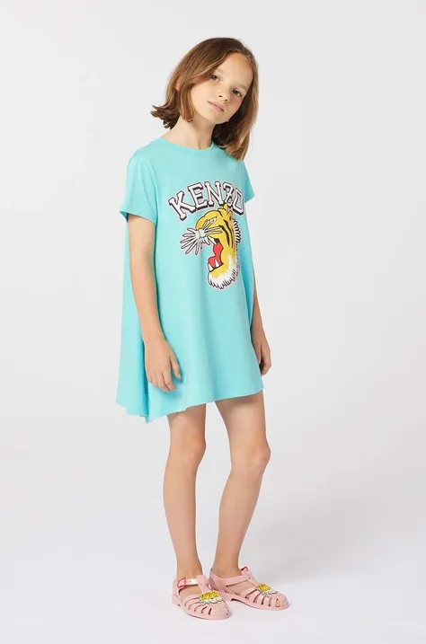 Dievčenské bavlnené šaty Kenzo Kids mini, rovný strih