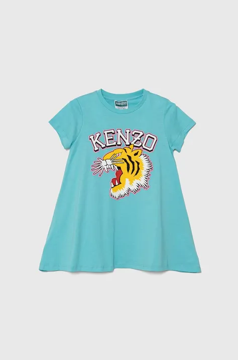 Kenzo Kids sukienka bawełniana dziecięca kolor niebieski mini prosta