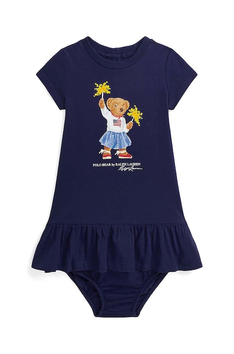 Polo Ralph Lauren rochie din bumbac pentru bebeluși culoarea bleumarin, mini, evazată, 310953280001