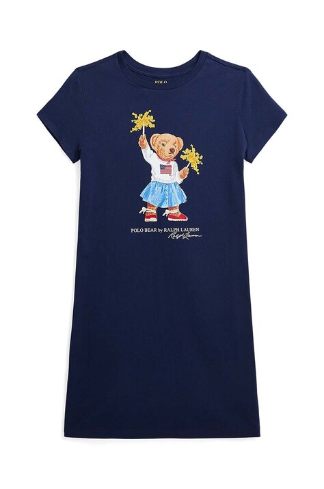 Polo Ralph Lauren sukienka bawełniana dziecięca kolor granatowy mini prosta 313942862001