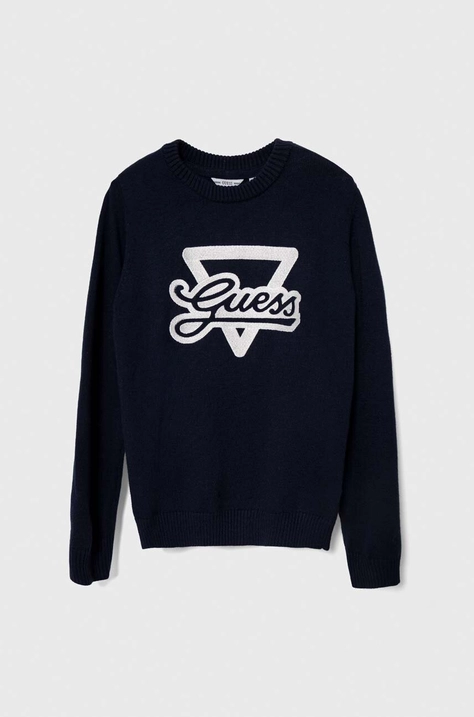 Guess sweter dziecięcy kolor granatowy lekki