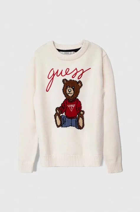 Otroški pulover Guess bela barva