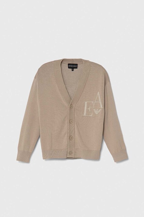 Emporio Armani cardigan copii culoarea maro, light