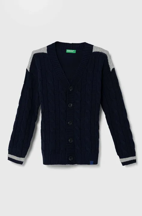 United Colors of Benetton cardigan copii culoarea albastru marin, light