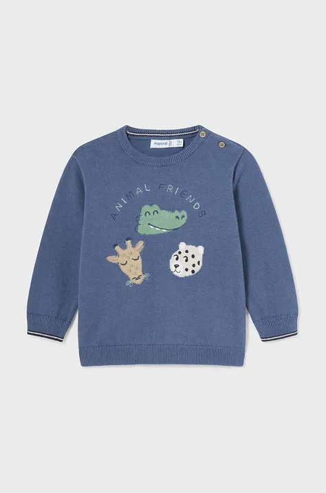 Mayoral sweter bawełniany niemowlęcy kolor niebieski lekki