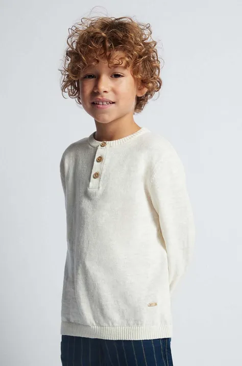 Detský sveter s prímesou ľanu Mayoral béžová farba, tenký