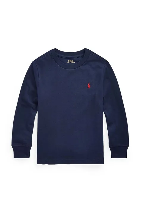 Детски памучен пуловер Polo Ralph Lauren в тъмносиньо от лека материя 322843804002