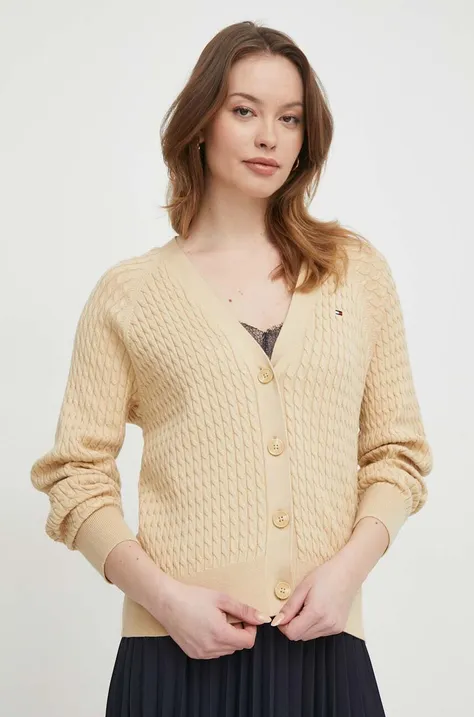 Tommy Hilfiger cardigan din bumbac culoarea bej, light WW0WW40673