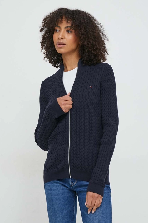 Tommy Hilfiger cardigan femei, culoarea bleumarin, light WW0WW40739