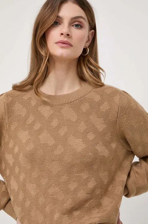 BOSS sweter wełniany damski kolor beżowy
