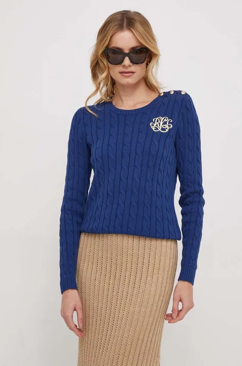 Lauren Ralph Lauren sweter bawełniany kolor niebieski