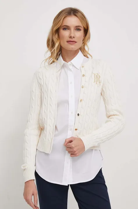 Bavlnený sveter Lauren Ralph Lauren béžová farba