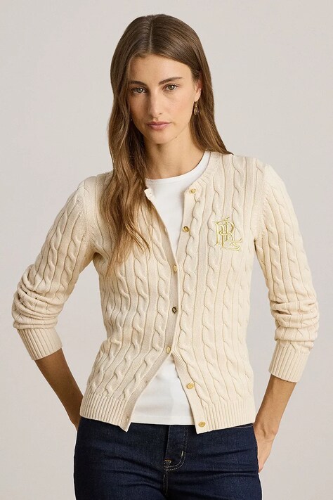 Lauren Ralph Lauren pamut pulóver bézs
