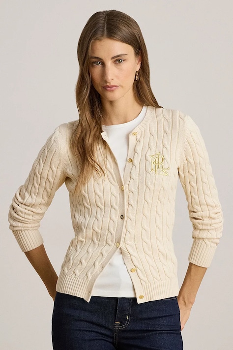 Lauren Ralph Lauren pamut pulóver bézs