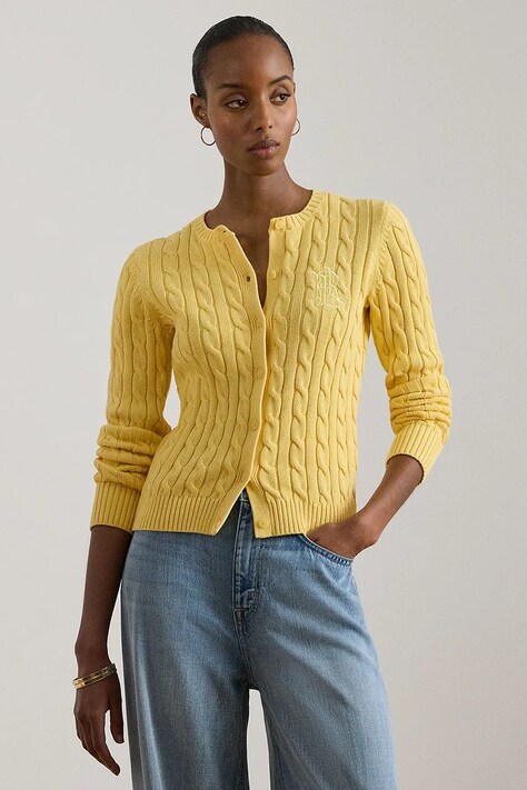 Lauren Ralph Lauren kardigan damski bawełniany żółty 200932225