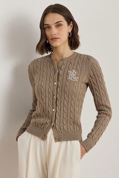 Lauren Ralph Lauren cardigan din bumbac culoarea bej, 200932225
