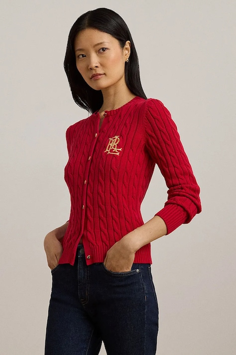 Bavlnený sveter Lauren Ralph Lauren červená farba