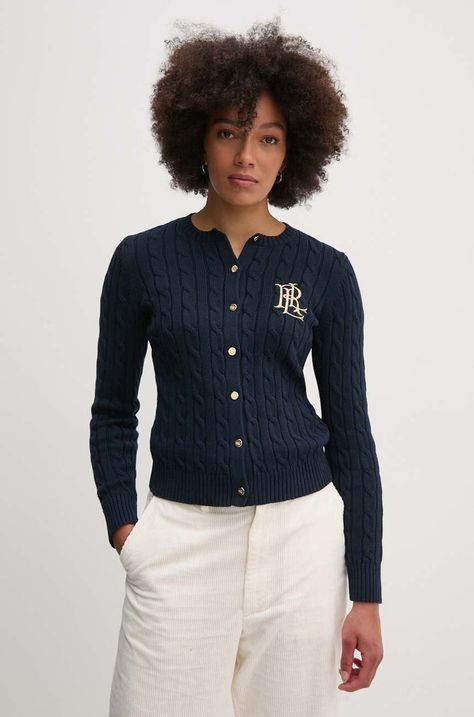 Βαμβακερό πουλόβερ Lauren Ralph Lauren χρώμα: ναυτικό μπλε