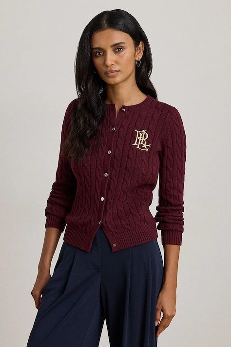 Lauren Ralph Lauren kardigan bawełniany kolor bordowy 200932225