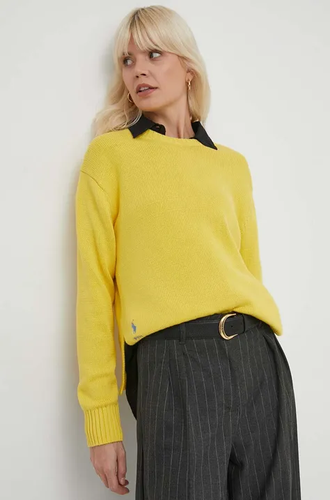 Bombažen pulover Polo Ralph Lauren rumena barva