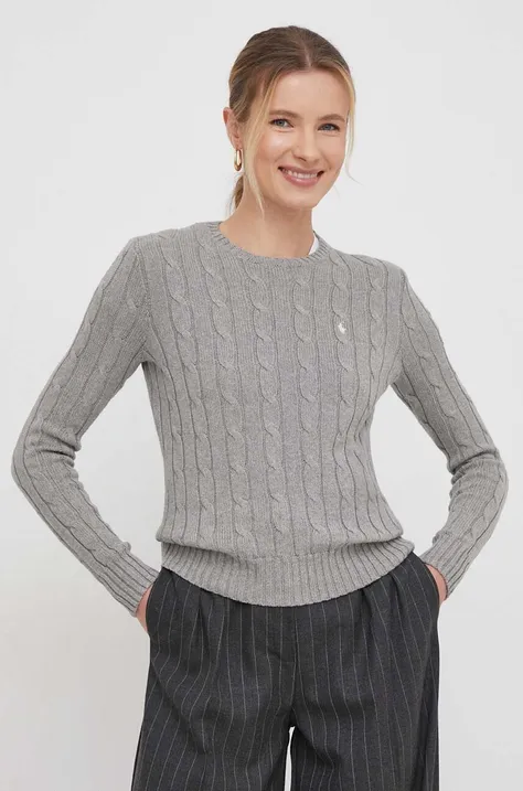Bombažen pulover Polo Ralph Lauren siva barva