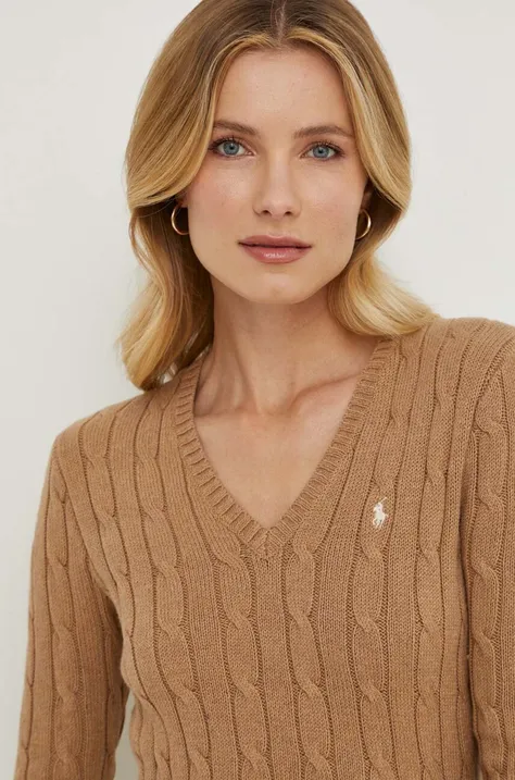 Bavlnený sveter Polo Ralph Lauren béžová farba, tenký, 211945652