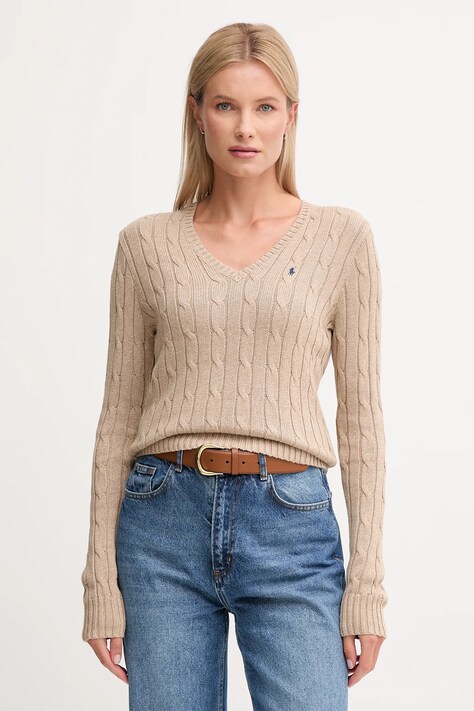 Бавовняний светр Polo Ralph Lauren колір бежевий легкий 211945652