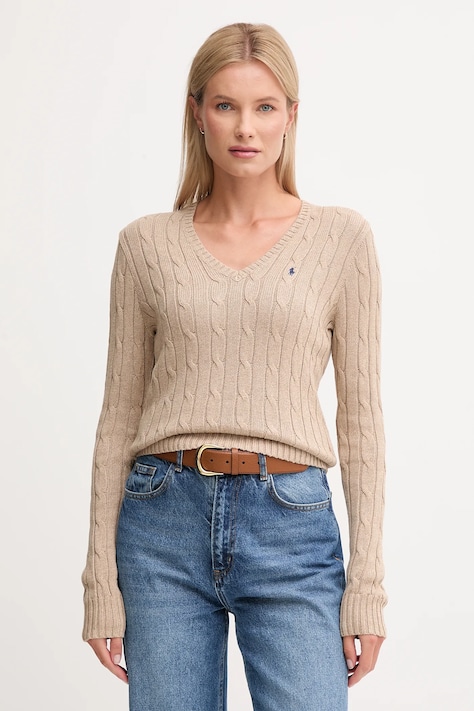 Βαμβακερό πουλόβερ Polo Ralph Lauren χρώμα: μπεζ, 211945652