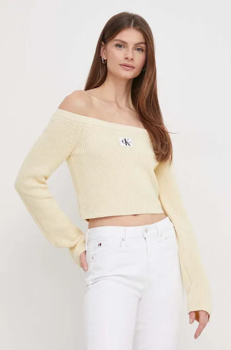 Calvin Klein Jeans pamut pulóver sárga