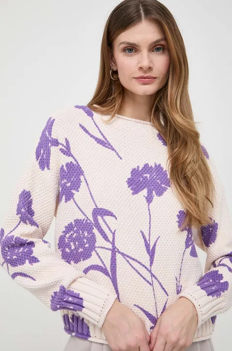 Twinset sweter bawełniany kolor beżowy lekki