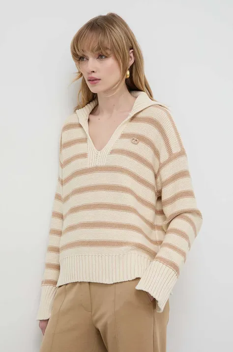 Βαμβακερό πουλόβερ Twinset χρώμα: μπεζ