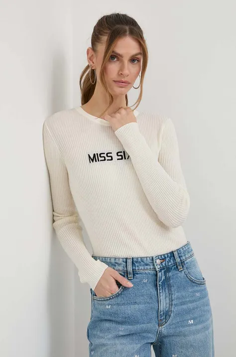 Miss Sixty sweter wełniany damski kolor beżowy lekki