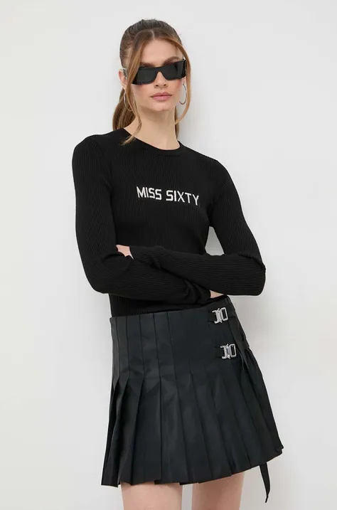 Vuneni pulover Miss Sixty za žene, boja: crna, lagani