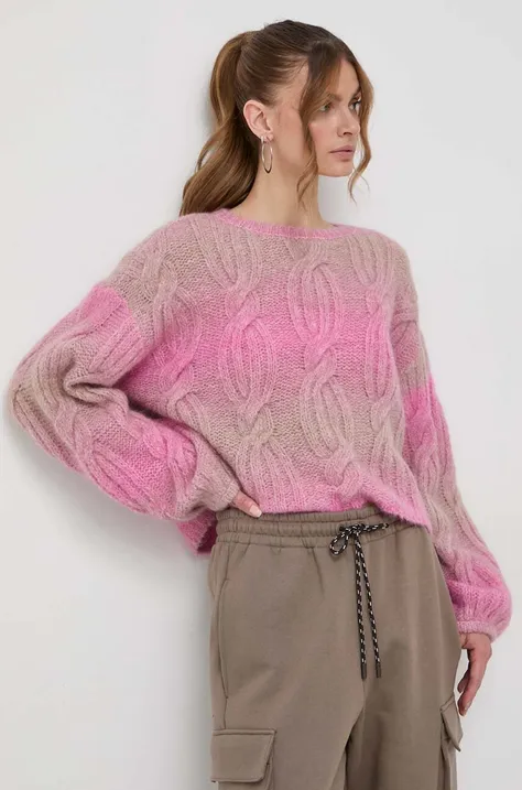 Miss Sixty sweter wełniany damski kolor różowy ciepły