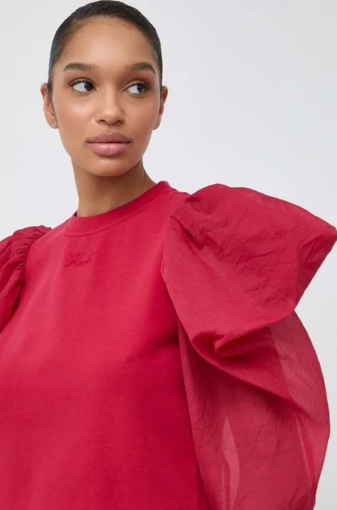 Karl Lagerfeld bluzka damska kolor czerwony gładka