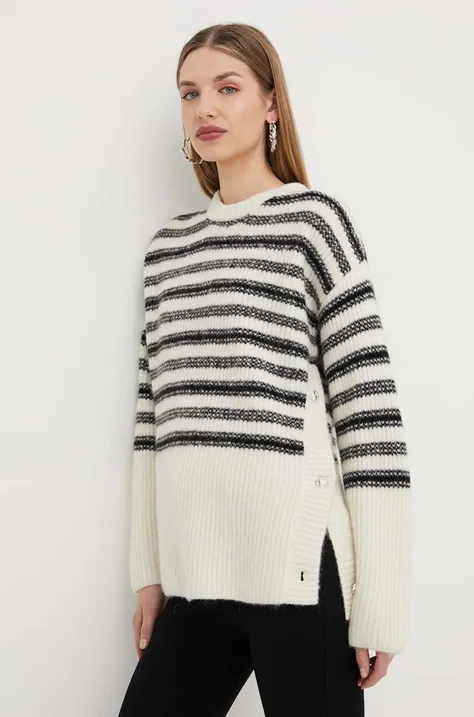 Vlnený sveter Custommade dámsky, béžová farba, teplý