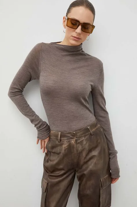 Volnen pulover Lovechild ženski, siva barva