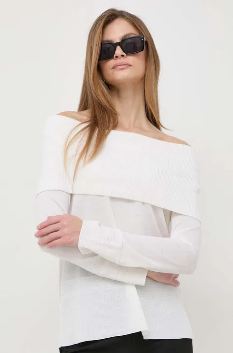 Вълнен пуловер Max Mara Leisure дамски в бяло от лека материя 2416361037600