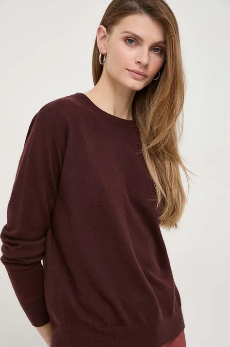 Max Mara Leisure sweter wełniany damski kolor brązowy lekki