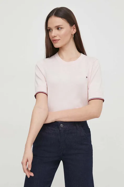 Βαμβακερό πουλόβερ Tommy Hilfiger χρώμα: ροζ