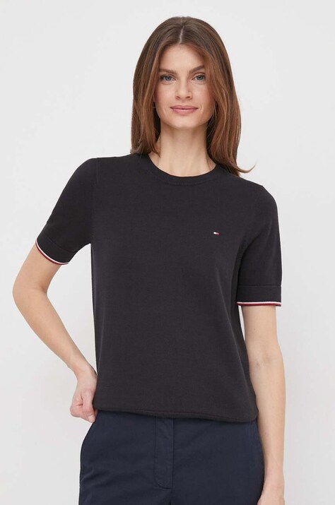 Tommy Hilfiger pulover de bumbac culoarea negru WW0WW38724