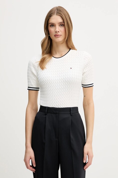 Tommy Hilfiger sweter bawełniany kolor beżowy WW0WW41787