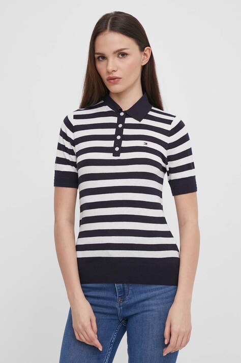 Svetr Tommy Hilfiger dámský, tmavomodrá barva, lehký, WW0WW37937