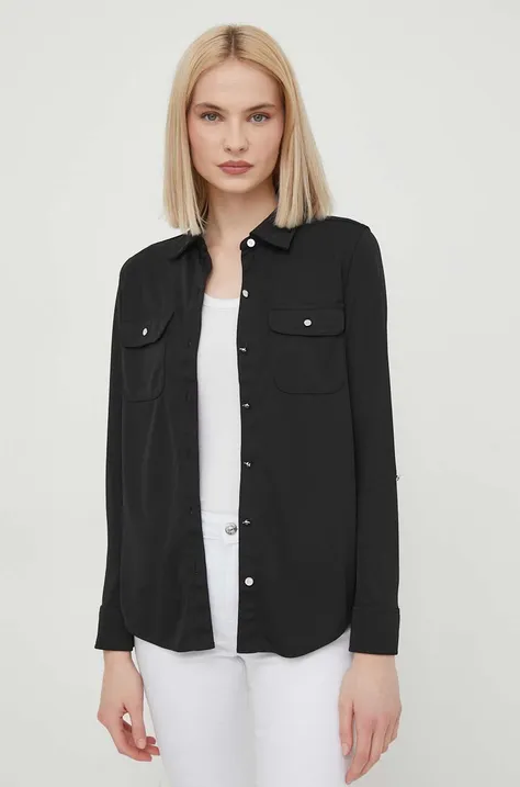 Košile Lauren Ralph Lauren dámská, černá barva, regular, s klasickým límcem, 200770725
