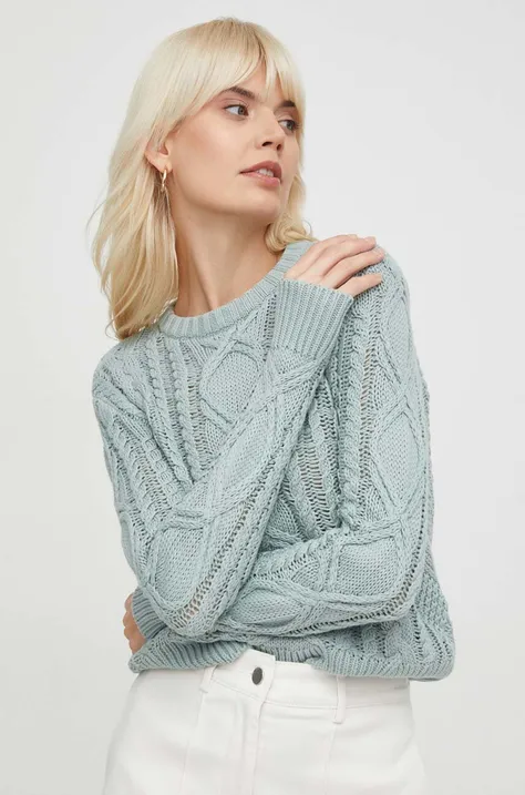 Bavlnený sveter Lauren Ralph Lauren zelená farba, tenký
