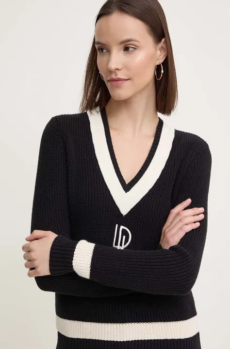 Lauren Ralph Lauren pamut pulóver meleg, fekete, 200933232