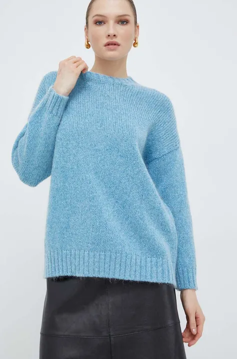 Weekend Max Mara sweter z domieszką wełny damski kolor niebieski 2415361091600