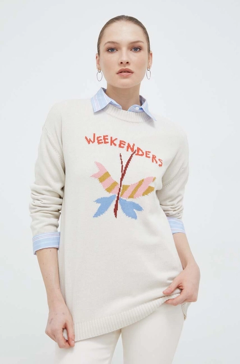 Weekend Max Mara sweter damski kolor beżowy lekki 2415361221600