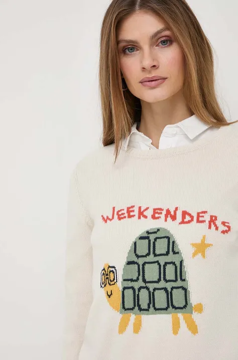 Weekend Max Mara sweter damski kolor beżowy lekki